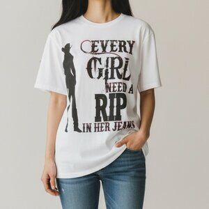 “Rip in Her Jeans” Graphic Tee – NWT – 100% Cotton – Sz S–L – Boutique
